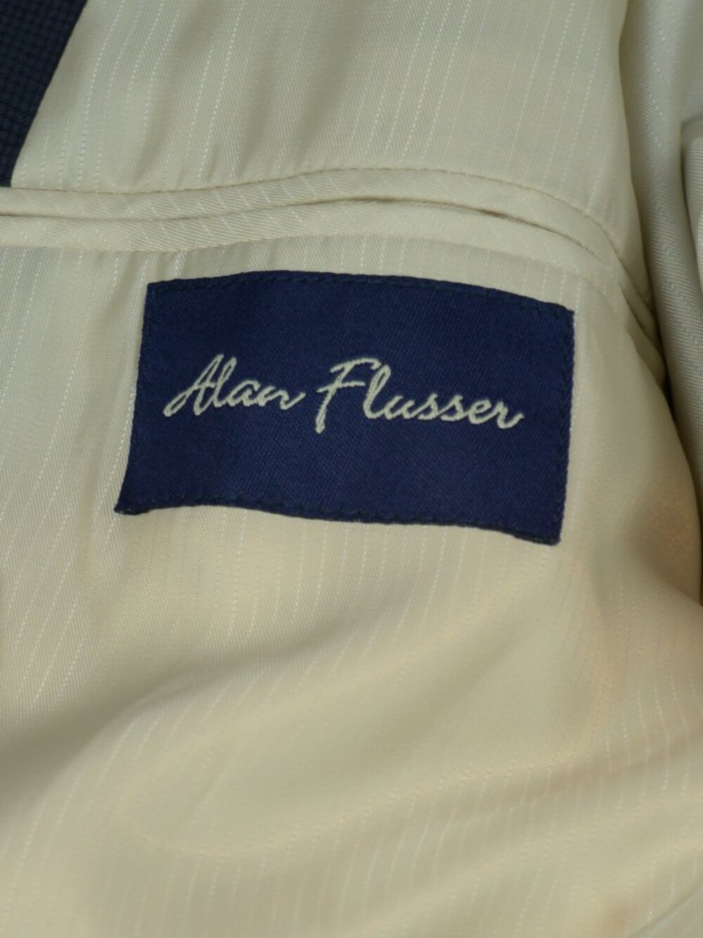 Alan Flusser 100% Silk Sport Coat -- Blue/Navy Puppytooth -- Size 48L - Picture 4 of 7